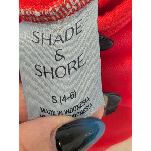 Shade & Shore One Piece Swimsuit Full Coverage Red Womens Size Small - Picture 7 of 8